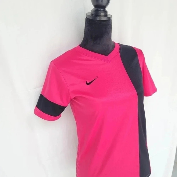 Nike Dri Fit Athletic T Shirt YOUTH Size Large Athletic Top Logo Pink Black - Picture 2 of 11